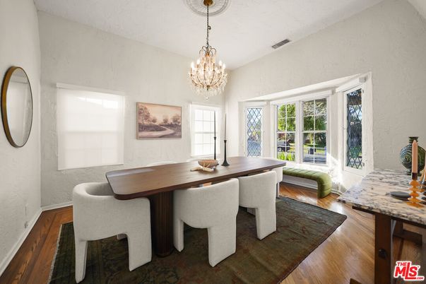 Chandelier, Dining room, Interior, Wood Texture Flooring