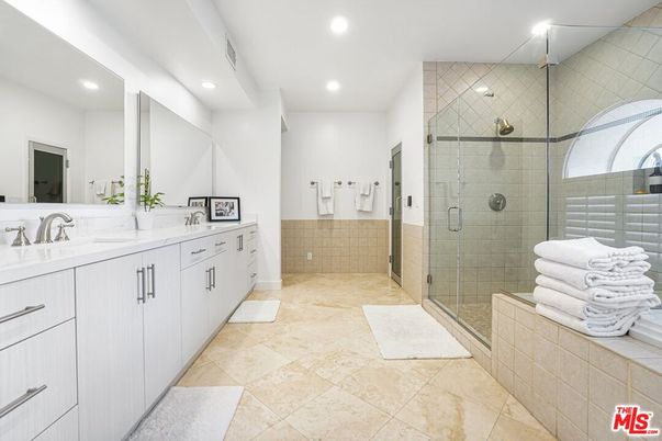 Bathroom, Dual Sink Vanities, Glass Shower, Interior, Recessed Lighting