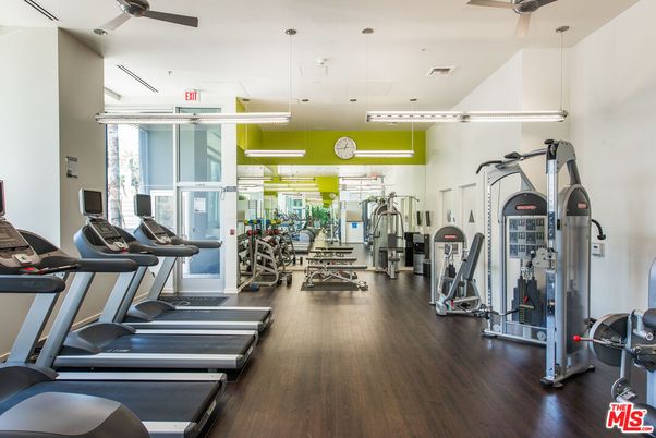Fitness Equipment, Gym, Interior, Pendant Lights, Wood Texture Flooring