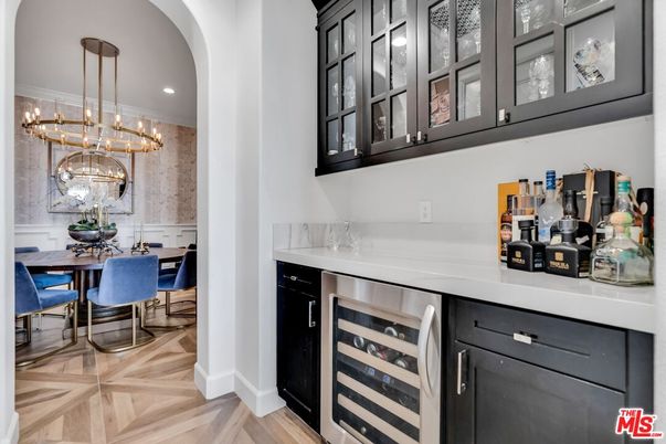 Dining room, Interior, Pendant Lights, Recessed Lighting, Wood Texture Flooring