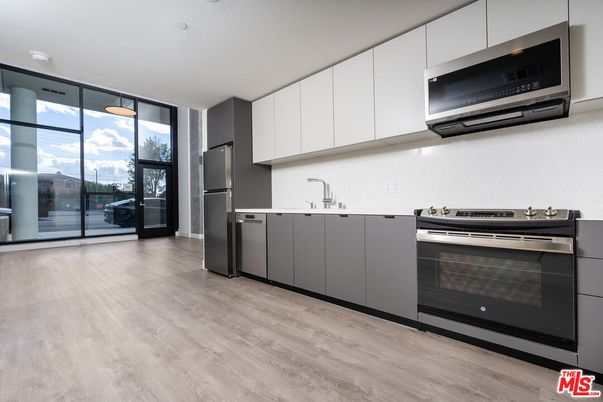 Interior, Kitchen, Stainless Steel Appliances, Wood Texture Flooring