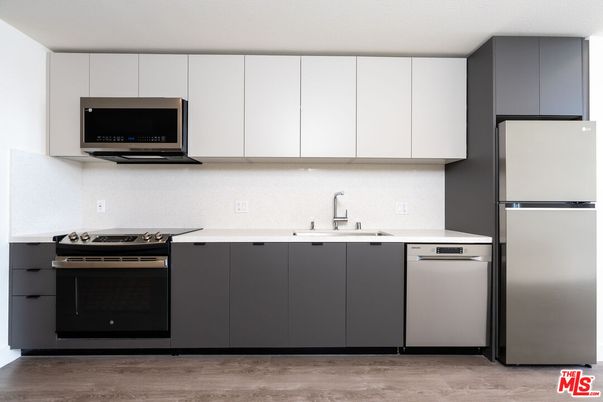 Interior, Kitchen, Stainless Steel Appliances, Wood Texture Flooring