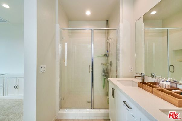 Bathroom, Dual Sink Vanities, Glass Shower, Interior, Recessed Lighting