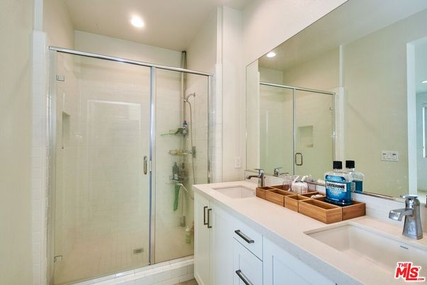 Bathroom, Dual Sink Vanities, Glass Shower, Interior, Recessed Lighting