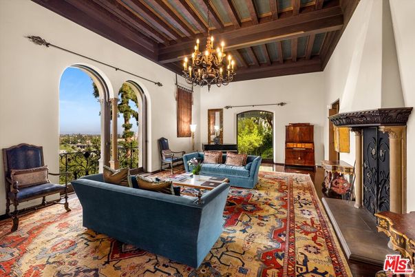 Chandelier, Interior, Living room, Wooden Beams, Wood Texture Flooring