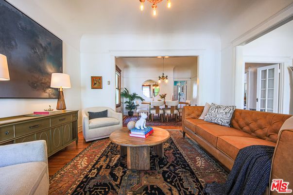 Dining room, Interior, Living room, Pendant Lights, Wood Texture Flooring