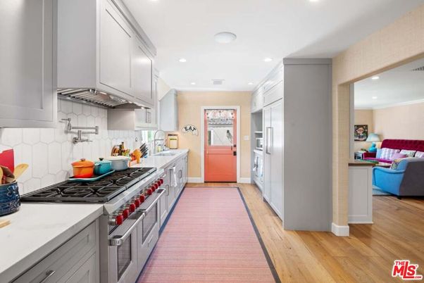 Interior, Kitchen, Living room, Recessed Lighting, Stainless Steel Appliances, Wood Texture Flooring