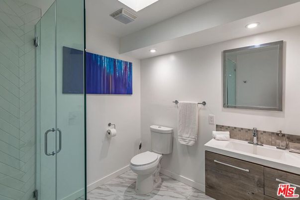 Bathroom, Glass Shower, Interior, Marble, Recessed Lighting