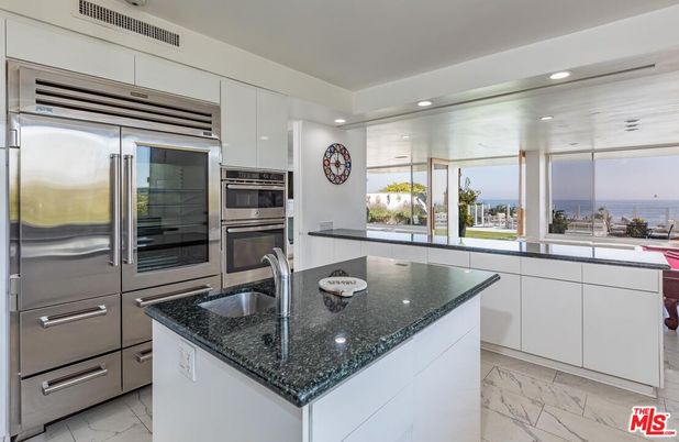 Interior, Kitchen, Marble, Recessed Lighting, Stainless Steel Appliances, Water