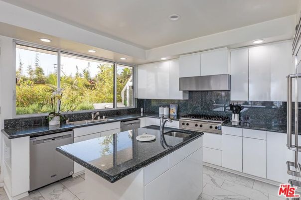 Interior, Kitchen, Marble, Recessed Lighting, Stainless Steel Appliances