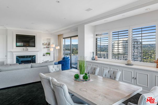 Dining room, Fireplace, Interior, Living room, Recessed Lighting