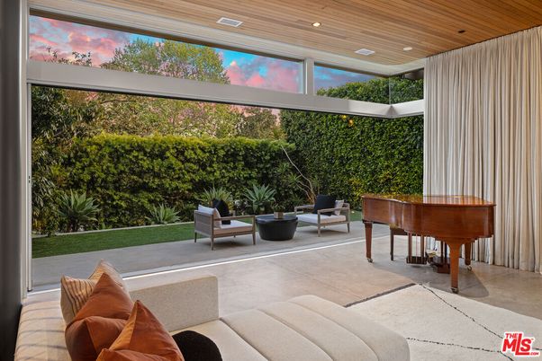 Interior, Living room, Piano, Recessed Lighting, Wooden Ceilings