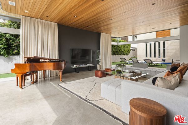 Interior, Living room, Piano, Recessed Lighting, Wooden Ceilings