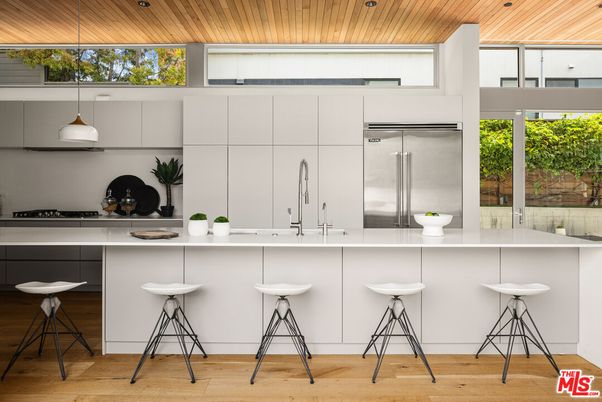 Interior, Kitchen, Pendant Lights, Stainless Steel Appliances, Wooden Ceilings, Wood Texture Flooring