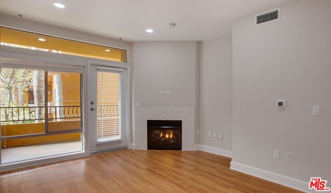 Empty room, Fireplace, Interior, Recessed Lighting, Wood Texture Flooring