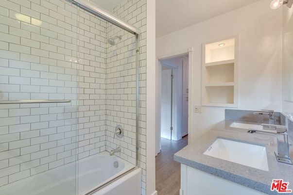 Bathroom, Glass Shower, Interior, Wood Texture Flooring