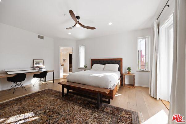 Bedroom, Home Office, Interior, Recessed Lighting, Wood Texture Flooring