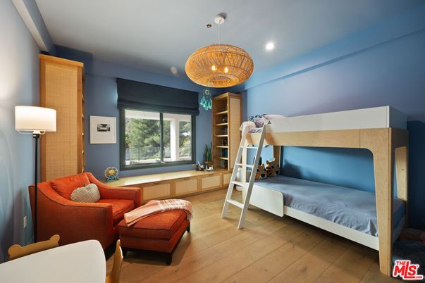 Bedroom, Chandelier, Interior, Recessed Lighting, Wood Texture Flooring