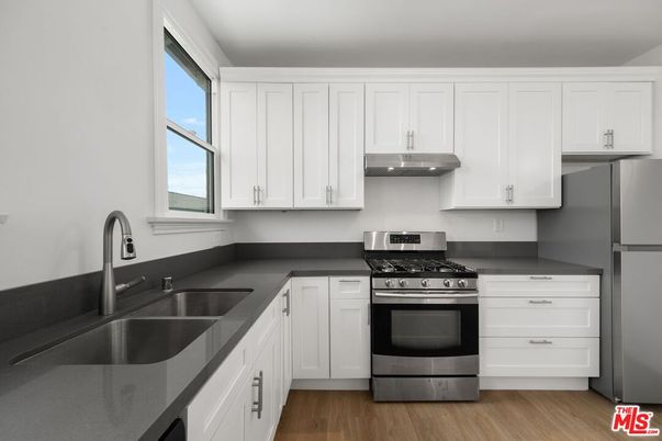 Interior, Kitchen, Stainless Steel Appliances, Wood Texture Flooring