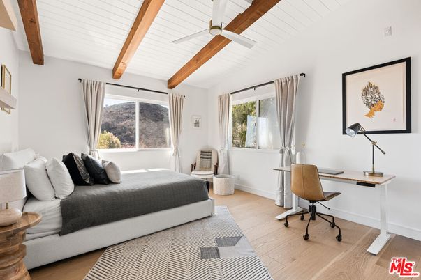 Bedroom, Home Office, Interior, Wooden Beams, Wood Texture Flooring