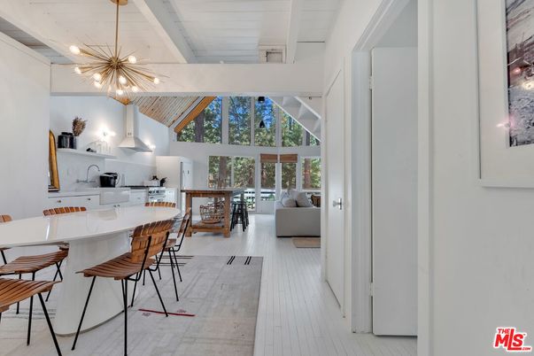 Dining room, Interior, Kitchen, Living room, Pendant Lights, Wood Texture Flooring