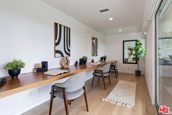Home Office, Interior, Recessed Lighting, Wood Texture Flooring