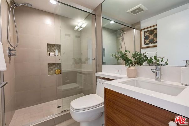 Bathroom, Glass Shower, Interior, Recessed Lighting