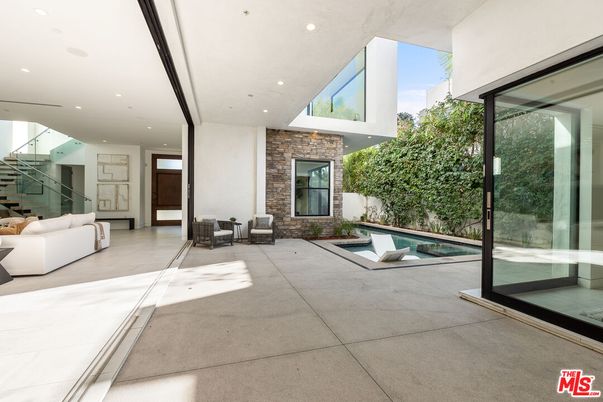 Fireplace, Interior, Recessed Lighting, Stone Walls