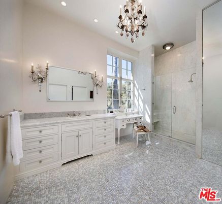 Bathroom, Chandelier, Dual Sink Vanities, Glass Shower, Interior, Recessed Lighting