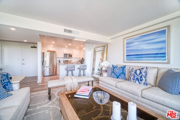 Interior, Kitchen, Living room, Recessed Lighting, Stainless Steel Appliances, Wood Texture Flooring