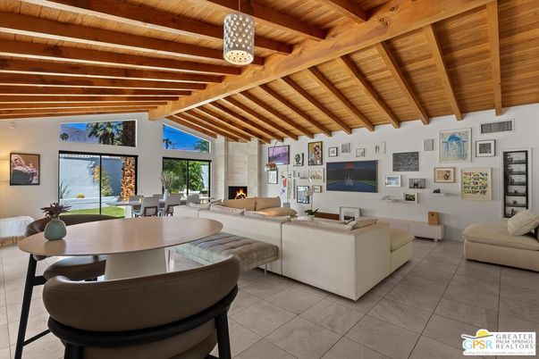 Dining room, Fireplace, Interior, Living room, Pendant Lights, Wooden Beams, Wooden Ceilings