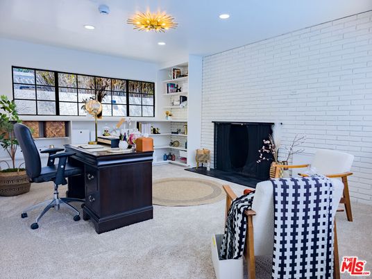 Home Office, Interior, Recessed Lighting, Stone Walls