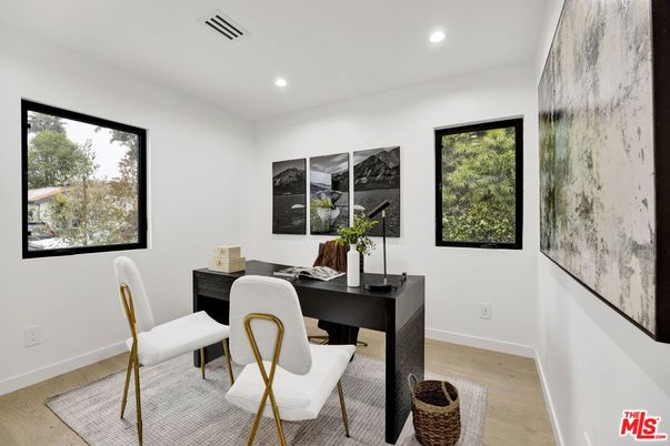 Home Office, Interior, Recessed Lighting, Wood Texture Flooring