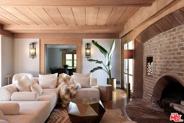 Dining room, Fireplace, Interior, Living room, Stone Walls, Wooden Beams, Wooden Ceilings, Wood Texture Flooring