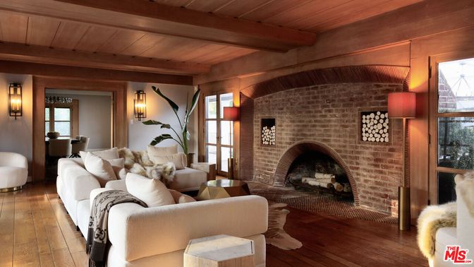 Fireplace, Interior, Living room, Stone Walls, Wooden Beams, Wooden Ceilings, Wood Texture Flooring