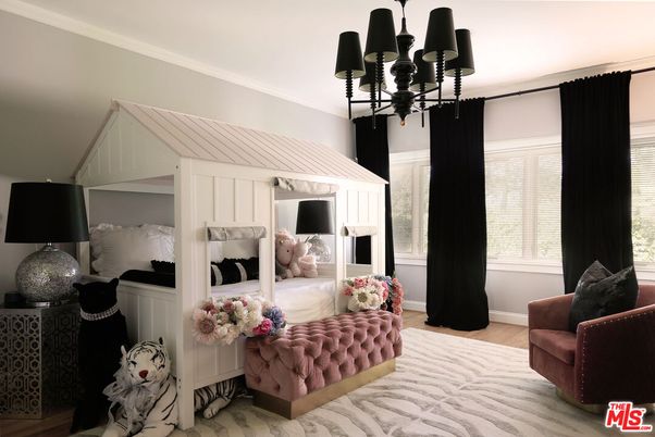 Bedroom, Chandelier, Interior, Wood Texture Flooring