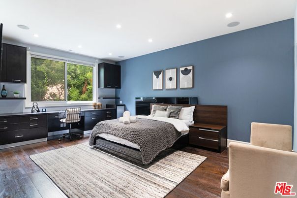 Bedroom, Home Office, Interior, Recessed Lighting, Wood Texture Flooring