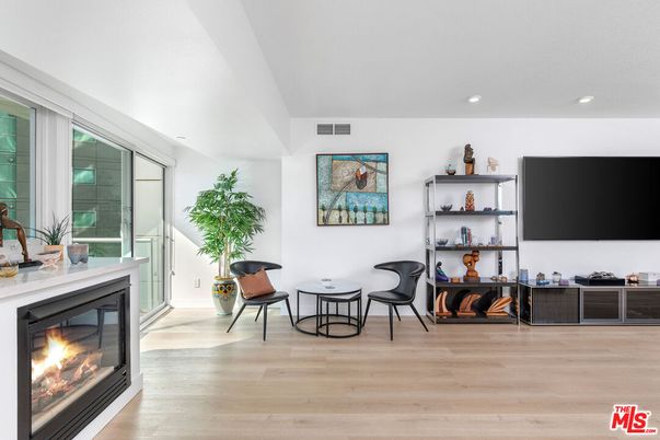Fireplace, Interior, Recessed Lighting, Wood Texture Flooring