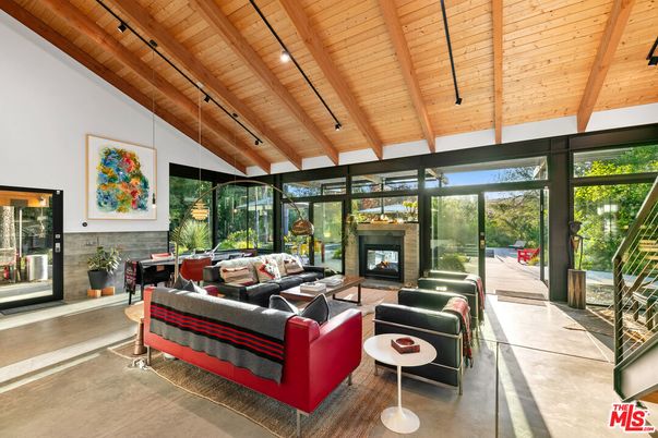 Fireplace, Interior, Living room, Pendant Lights, Wooden Beams, Wooden Ceilings