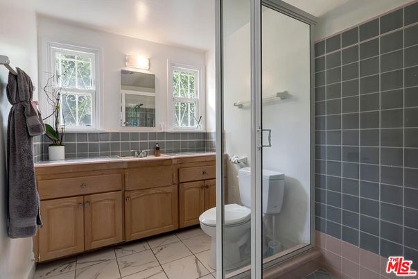 Bathroom, Glass Shower, Interior, Marble, Tile Countertops