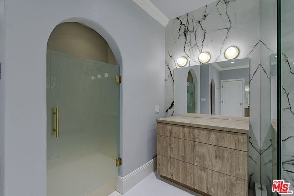 Bathroom, Glass Shower, Interior, Marble Walls