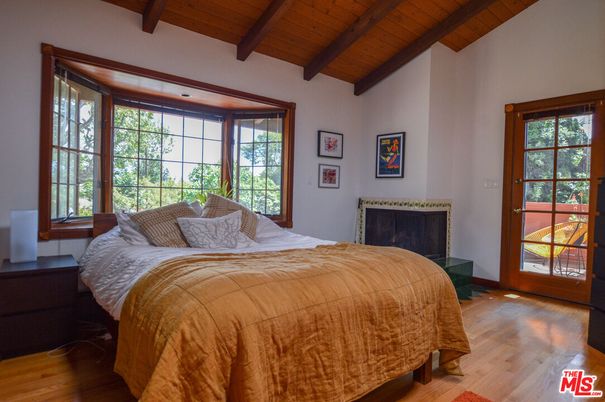 Bedroom, Fireplace, Interior, Wooden Beams, Wooden Ceilings, Wood Texture Flooring