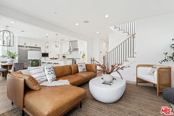 Dining room, Interior, Kitchen, Living room, Pendant Lights, Recessed Lighting, Stainless Steel Appliances, Wood Texture Flooring