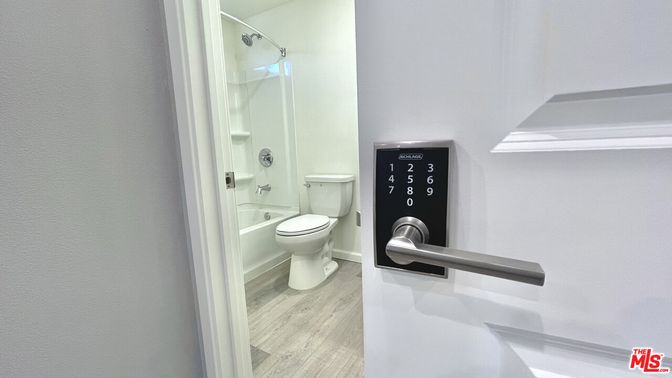 Bathroom, Glass Shower, Interior, Wood Texture Flooring