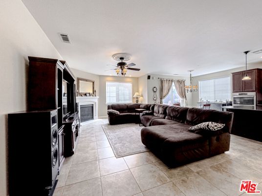 Fireplace, Interior, Kitchen, Living room, Pendant Lights