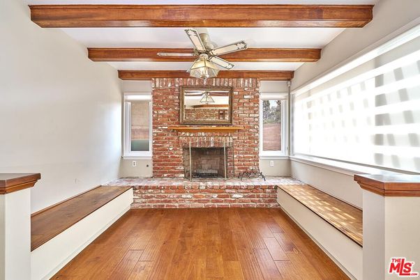 Fireplace, Interior, Stone Walls, Wooden Beams, Wood Texture Flooring