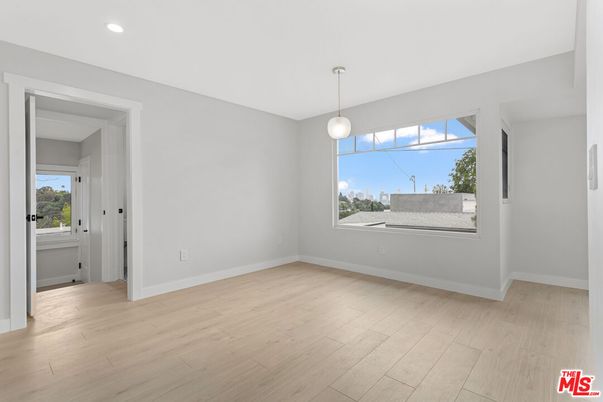 Empty room, Interior, Pendant Lights, Recessed Lighting, Wood Texture Flooring