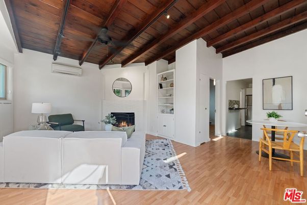Dining room, Fireplace, Interior, Living room, Wooden Beams, Wooden Ceilings, Wood Texture Flooring