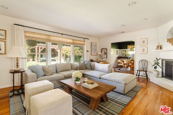Dining room, Fireplace, Interior, Living room, Wood Texture Flooring