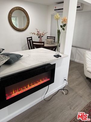 Dining room, Fireplace, Interior, Wood Texture Flooring